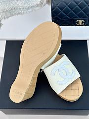 Fortok Chanel White Mesh Neoprene CC Wooden Slide Sandals - 6