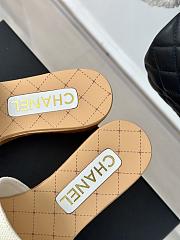 Fortok Chanel White Mesh Neoprene CC Wooden Slide Sandals - 3