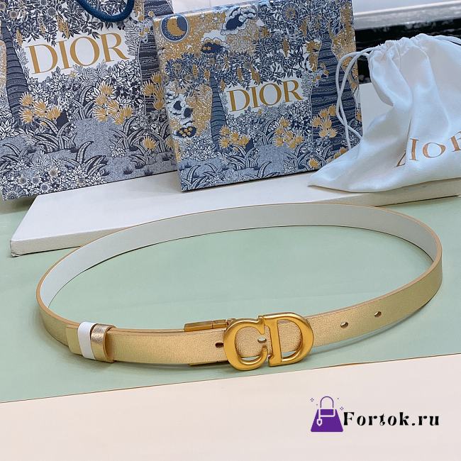 Fortok Dior 30 Montaigne Reversible Belt Gold and White 2cm - 1