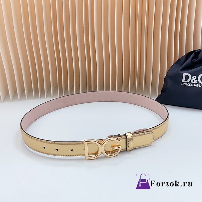 Fortok Dolce & Gabbana Reversible Belt Gold and Pink 3cm - 1