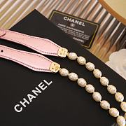 Fortok Chanel 24C Pink Calfskin Belt With Pearsl and Golden Metal - 5