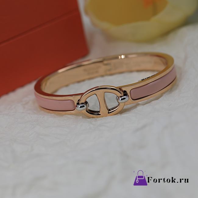 Fortok Hermes Mini Clic Chaine d'Ancre Bracelet in Pink - 1