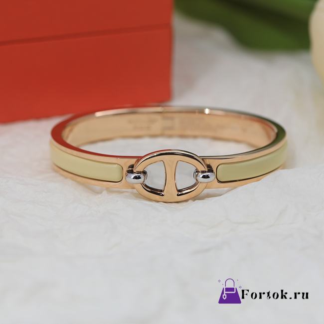 Fortok Hermes Mini Clic Chaine d'Ancre Bracelet in Cream - 1