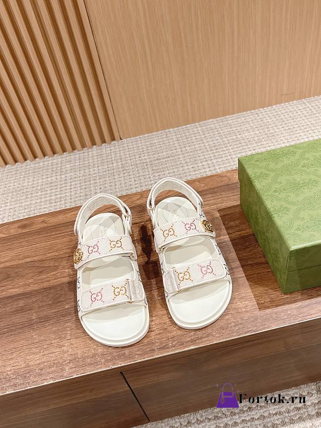 Fortok Gucci Sandals in White With Double G - 1