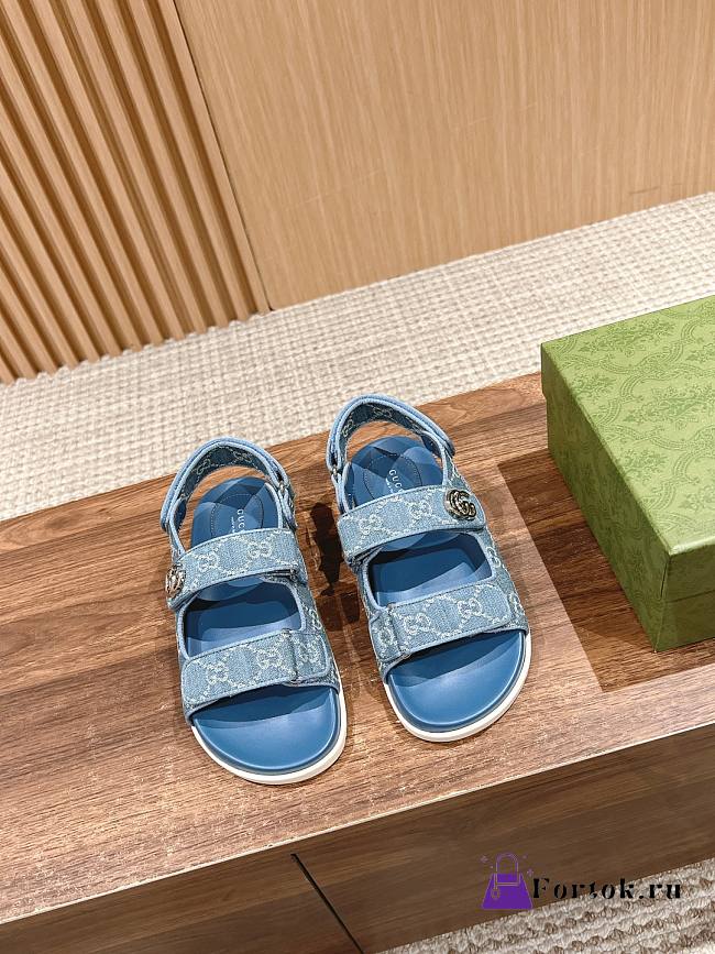 Fortok Gucci Sandals in Blue With Double G - 1