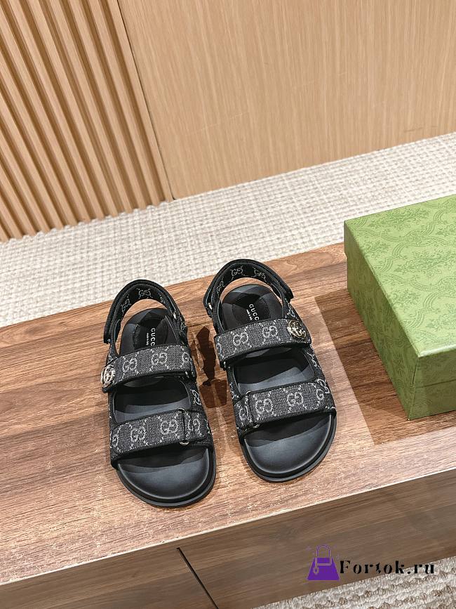 Fortok Gucci Sandals in Black With Double G - 1