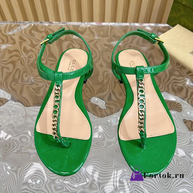 Fortok Gucci Signoria Thong Sandals Green - 1