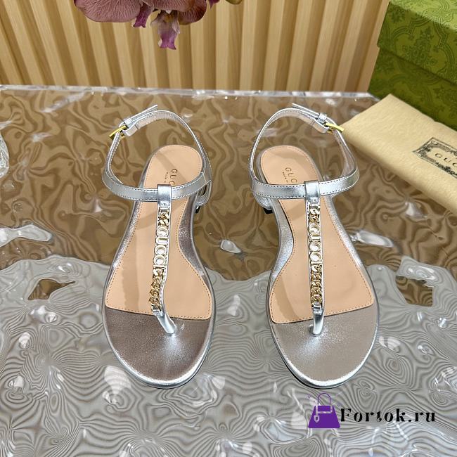 Fortok Gucci Signoria Thong Sandals Silver - 1