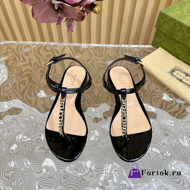 Fortok Gucci Signoria Thong Sandals Black - 1
