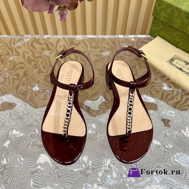 Fortok Gucci Signoria Thong Sandals Burgundy - 1