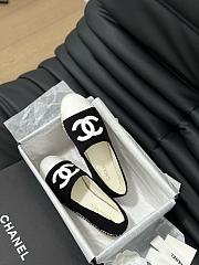 Fortok Chanel Espadrille CC Open Toe Shoes in Leather and Suede Black - 2