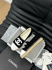 Fortok Chanel Espadrille CC Open Toe Shoes in Leather and Suede Black - 4