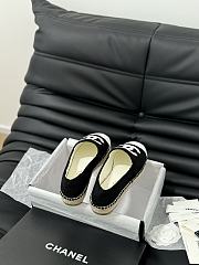 Fortok Chanel Espadrille CC Open Toe Shoes in Leather and Suede Black - 6