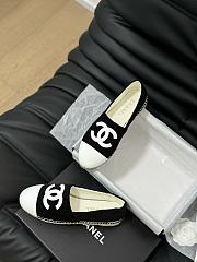 Fortok Chanel Espadrille CC Open Toe Shoes in Leather and Suede Black - 5