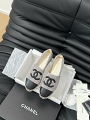 Fortok Chanel Espadrille CC Open Toe Shoes in Leather and Suede Grey - 1