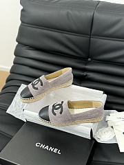 Fortok Chanel Espadrille CC Open Toe Shoes in Leather and Suede Grey - 4