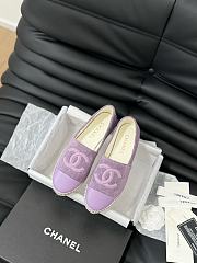 Fortok Chanel Espadrille CC Open Toe Shoes in Leather and Suede Purple - 1