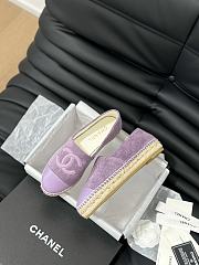 Fortok Chanel Espadrille CC Open Toe Shoes in Leather and Suede Purple - 5