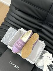 Fortok Chanel Espadrille CC Open Toe Shoes in Leather and Suede Purple - 4