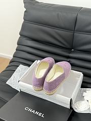 Fortok Chanel Espadrille CC Open Toe Shoes in Leather and Suede Purple - 3