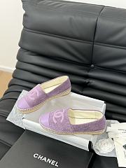 Fortok Chanel Espadrille CC Open Toe Shoes in Leather and Suede Purple - 2