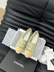 Fortok Chanel Espadrille CC Open Toe Shoes in Leather and Suede Green - 1