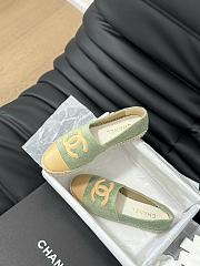 Fortok Chanel Espadrille CC Open Toe Shoes in Leather and Suede Green - 6