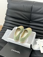 Fortok Chanel Espadrille CC Open Toe Shoes in Leather and Suede Green - 4