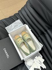 Fortok Chanel Espadrille CC Open Toe Shoes in Leather and Suede Green - 3