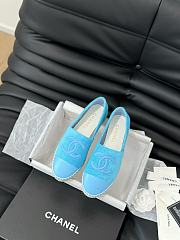 Fortok Chanel Espadrille CC Open Toe Shoes in Leather and Suede Blue - 1