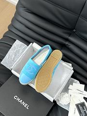 Fortok Chanel Espadrille CC Open Toe Shoes in Leather and Suede Blue - 5