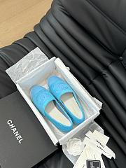 Fortok Chanel Espadrille CC Open Toe Shoes in Leather and Suede Blue - 4