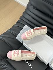 Fortok Chanel Espadrille CC Open Toe Shoes in Leather and Suede Pink and Beige - 6