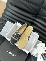 Fortok Chanel Espadrille Tweed Cap Toe Flats Black and Beige - 6