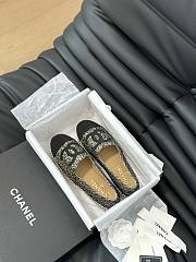 Fortok Chanel Espadrille Tweed Cap Toe Flats Black and Beige - 5