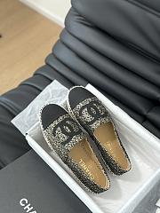 Fortok Chanel Espadrille Tweed Cap Toe Flats Black and Beige - 4