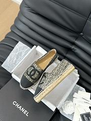 Fortok Chanel Espadrille Tweed Cap Toe Flats Black and Beige - 2