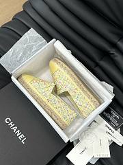 Fortok Chanel Espadrille Tweed Cap Toe Flats Yellow - 4