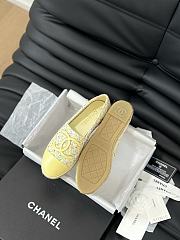 Fortok Chanel Espadrille Tweed Cap Toe Flats Yellow - 2