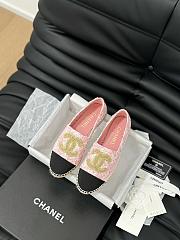 Fortok Chanel Espadrille Tweed Cap Toe Flats Pink - 1