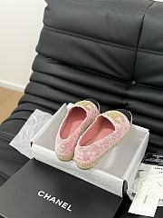 Fortok Chanel Espadrille Tweed Cap Toe Flats Pink - 4