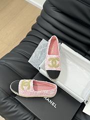 Fortok Chanel Espadrille Tweed Cap Toe Flats Pink - 2