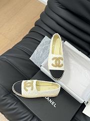 Fortok Chanel Espadrille Tweed Cap Toe Flats White - 3