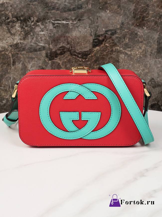 Fortok Gucci Interlocking G Mini Bag Red and Green Leather 658230 17x10x5.5cm - 1