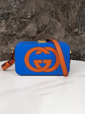 Fortok Gucci Interlocking G Mini Bag Blue and Orange Leather 658230 17x10x5.5cm