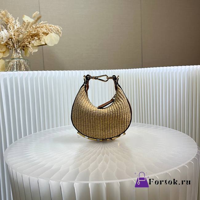 Fortok Fendi Nano Graphy Bag in Raffia 16.5x14x5cm - 1