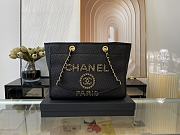 Fortok Chanel Deauville Large Shopping Bag Raffia in Black 34x26x17cm - 1