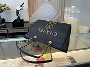 Fortok Chanel Deauville Large Shopping Bag Raffia in Black 34x26x17cm - 4