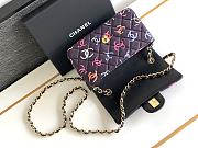 Fortok Chanel CF Bag Printed Fabric & Gold-Tone Metal Black & Multicolor Bag 20cm - 6