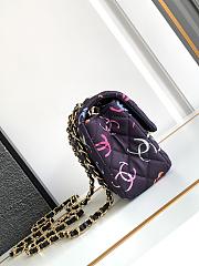 Fortok Chanel CF Bag Printed Fabric & Gold-Tone Metal Black & Multicolor Bag 20cm - 4